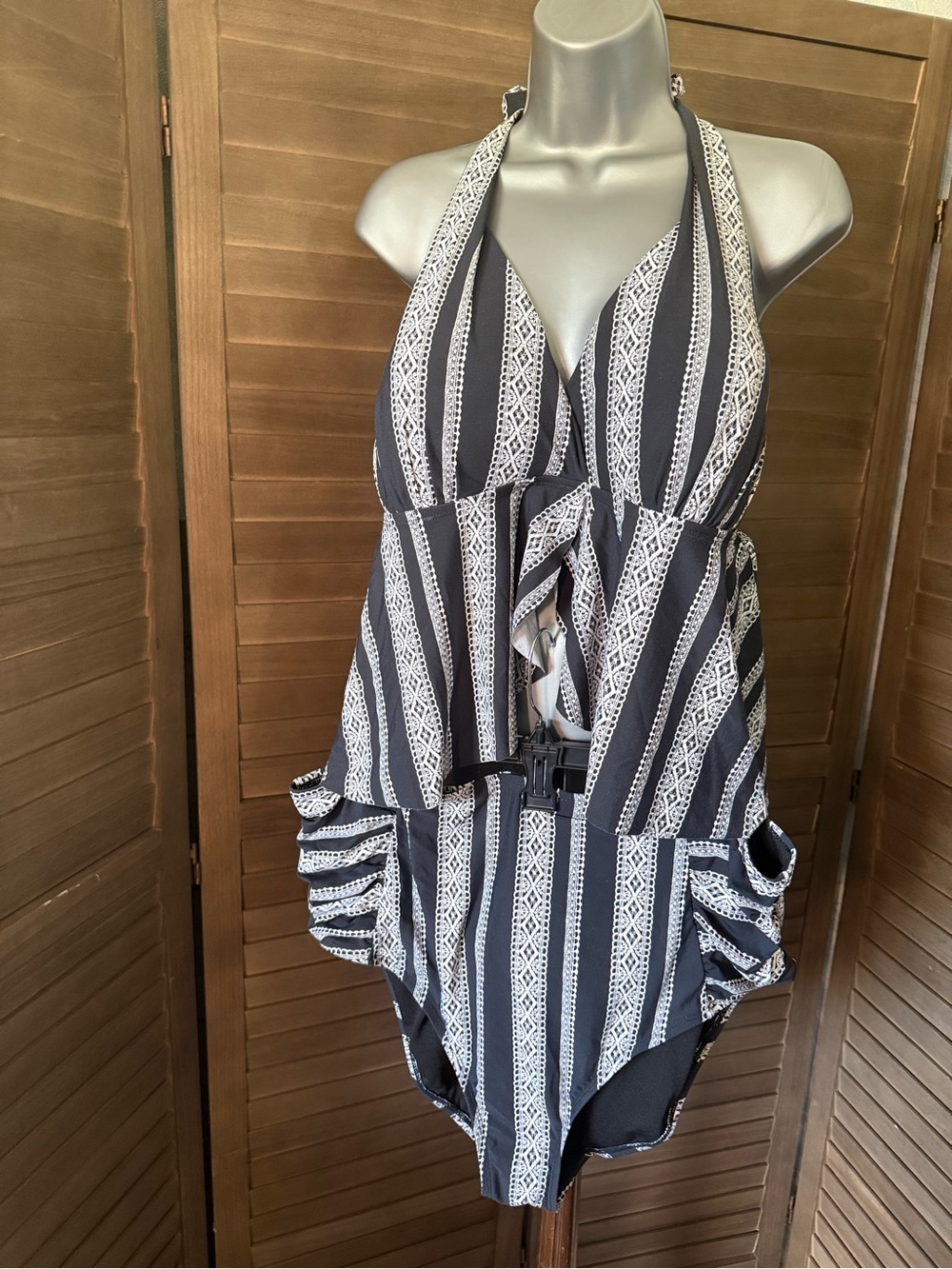 Woman Within bathing. Black and White stripes two piece